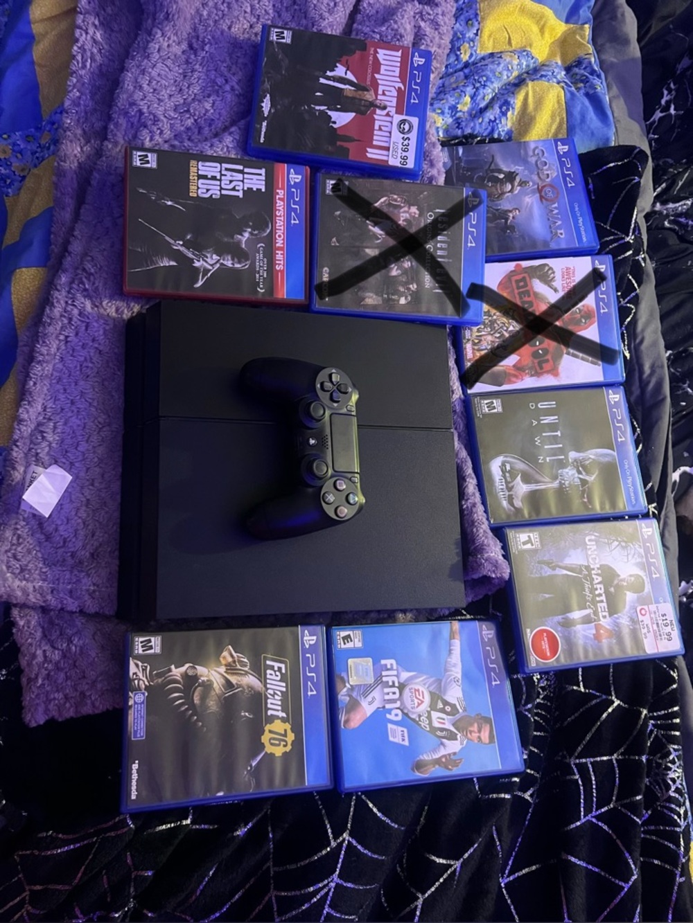 Sony Black PS4 Slim Console with Black Wireless Controller and Game Bundle